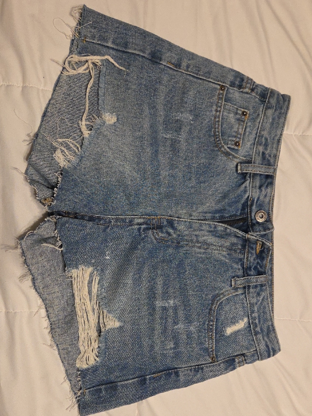 Classic Distressed Blue Denim Women's Shorts